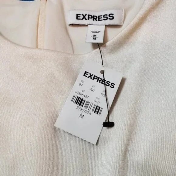 Express Swan Satin Cap Sleeve Ruched Side Dress SZ M - Picture 4 of 8